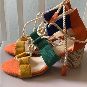 Multicolor chunky heel